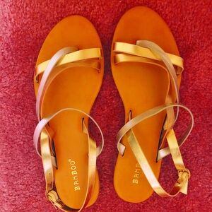 Bamboo Women's Gold Silver Copper Strappy Sandals